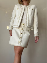 Load image into Gallery viewer, Rebecca Vallance - Boucle Blazer &amp; Mini Skirt Suit w gold trim - Cream - 10
