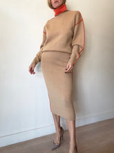 Load image into Gallery viewer, Victoria Beckham - Two Tone Merino Wool High Neck Midi Dress - Tan/Orange - XS - RRP$1,420
