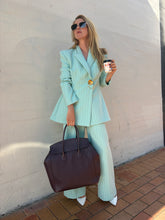 Load image into Gallery viewer, Maggie Marilyn -Pin Stripe Blazer &amp; Pants Suit Set - Mint - 8-10
