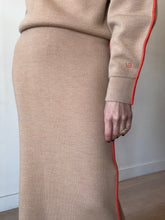 Load image into Gallery viewer, Victoria Beckham - Two Tone Merino Wool High Neck Midi Dress - Tan/Orange - XS - RRP$1,420
