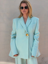 Load image into Gallery viewer, Maggie Marilyn -Pin Stripe Blazer &amp; Pants Suit Set - Mint - 8-10
