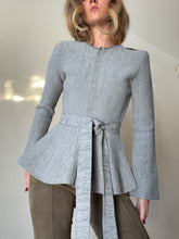 Load image into Gallery viewer, Scanlan Theodore - Peplum Style Crepe Knit Jacket w belt - Grey - S
