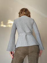 Load image into Gallery viewer, Scanlan Theodore - Peplum Style Crepe Knit Jacket w belt - Grey - S
