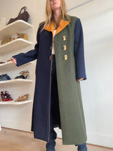 Load image into Gallery viewer, Tory Burch - Colour Block w Gold Hardware Coat - Colour Block Navy/Olive/Mustard - 14 - RRP$998
