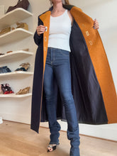 Load image into Gallery viewer, Tory Burch - Colour Block w Gold Hardware Coat - Colour Block Navy/Olive/Mustard - 14 - RRP$998
