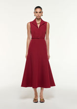 Load image into Gallery viewer, Roland Mouret - Belted Collar Midi Dress w Belt- Claret - 8 - RRP$1350
