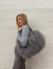 Load image into Gallery viewer, Nowhere Nation - Mongolian fur Bag - Grey - S
