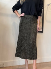 Load image into Gallery viewer, Scanlan Theodore - Knit Ribbed Skirt - Black w Gold Metallic Fleck - M
