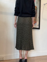 Load image into Gallery viewer, Scanlan Theodore - Knit Ribbed Skirt - Black w Gold Metallic Fleck - M

