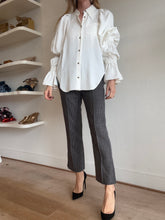 Load image into Gallery viewer, Khaite - Ruched Sleeve Pointed Collar Shirt - Ivory - XS
