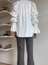 Load image into Gallery viewer, Khaite - Ruched Sleeve Pointed Collar Shirt - Ivory - XS
