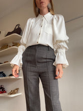 Load image into Gallery viewer, Khaite - Ruched Sleeve Pointed Collar Shirt - Ivory - XS
