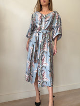 Load image into Gallery viewer, Zimmermann - 3/4 Sleeve Midi Dress w belt - Blue Palm Print - 0
