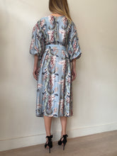 Load image into Gallery viewer, Zimmermann - 3/4 Sleeve Midi Dress w belt - Blue Palm Print - 0
