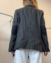 Load image into Gallery viewer, A.B - Cashmere Blend Herringbone Single Breast Jacket w Elbow Patch- Grey - 48
