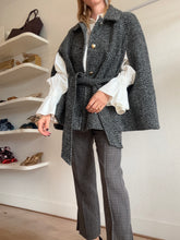 Load image into Gallery viewer, Draper James - Herringbone Collared Cape w belt - Grey - XS/S
