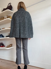 Load image into Gallery viewer, Draper James - Herringbone Collared Cape w belt - Grey - XS/S

