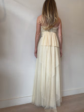 Load image into Gallery viewer, Vera Wang - Strapless Sheer Chiffon Pleated Maxi Dress - Pale Yellow - 6
