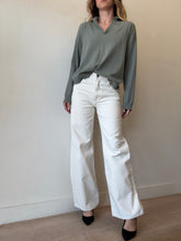 Load image into Gallery viewer, Viktoria &amp; Woods - Cotton/Cashmere Blend LS Collared Sweater - Green - 1
