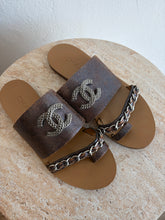 Load image into Gallery viewer, Chanel - Chain Logo Metallic Slides - Bronze - 36.5
