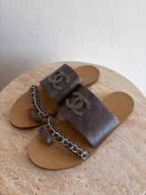 Load image into Gallery viewer, Chanel - Chain Logo Metallic Slides - Bronze - 36.5
