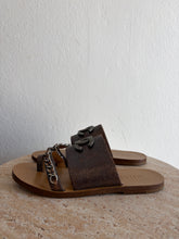Load image into Gallery viewer, Chanel - Chain Logo Metallic Slides - Bronze - 36.5
