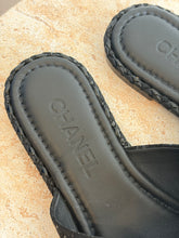 Load image into Gallery viewer, Chanel - Metallic Tweed Slides - Black - 37C
