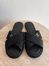 Load image into Gallery viewer, Chanel - Metallic Tweed Slides - Black - 37C
