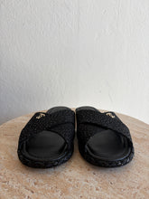 Load image into Gallery viewer, Chanel - Metallic Tweed Slides - Black - 37C

