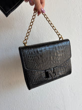 Load image into Gallery viewer, Max Mara - Croc Skin Shoulder/Belt Bag w Monogram Clasp - Black - S
