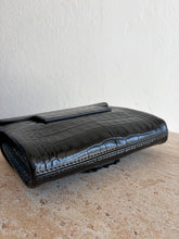 Load image into Gallery viewer, Max Mara - Croc Skin Shoulder/Belt Bag w Monogram Clasp - Black - S
