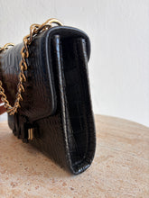 Load image into Gallery viewer, Max Mara - Croc Skin Shoulder/Belt Bag w Monogram Clasp - Black - S
