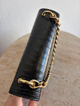 Load image into Gallery viewer, Max Mara - Croc Skin Shoulder/Belt Bag w Monogram Clasp - Black - S
