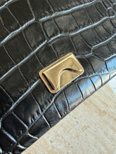 Load image into Gallery viewer, Max Mara - Croc Skin Shoulder/Belt Bag w Monogram Clasp - Black - S
