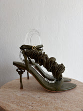 Load image into Gallery viewer, Aje - Ela Ruffle Ribbon Heels - Olive  - 40 - RRP$325
