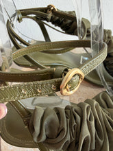 Load image into Gallery viewer, Aje - Ela Ruffle Ribbon Heels - Olive  - 40 - RRP$325
