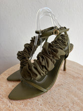 Load image into Gallery viewer, Aje - Ela Ruffle Ribbon Heels - Olive  - 40 - RRP$325
