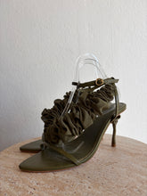 Load image into Gallery viewer, Aje - Ela Ruffle Ribbon Heels - Olive  - 40 - RRP$325
