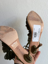 Load image into Gallery viewer, Aje - Ela Ruffle Ribbon Heels - Olive  - 40 - RRP$325
