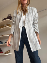 Load image into Gallery viewer, Ganni - Stripe Wrap Blazer - Grey - 38
