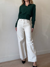 Load image into Gallery viewer, Scanlan Theodore - LS Collared Cardigan w Shoulder Pads  - Green - S

