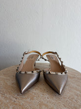 Load image into Gallery viewer, Valentino - Rockstud Slingback Kitten Heel - Metallic - 38 - RRP$1150

