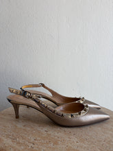 Load image into Gallery viewer, Valentino - Rockstud Slingback Kitten Heel - Metallic - 38 - RRP$1150
