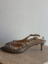 Load image into Gallery viewer, Valentino - Rockstud Slingback Kitten Heel - Metallic - 38 - RRP$1150
