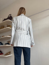 Load image into Gallery viewer, Ganni - Stripe Wrap Blazer - Grey - 38
