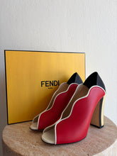 Load image into Gallery viewer, Fendi - Scalloped Edge Open Toe Heels - Red  - 38.5 - RRP$1600
