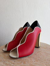 Load image into Gallery viewer, Fendi - Scalloped Edge Open Toe Heels - Red  - 38.5 - RRP$1600
