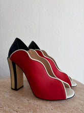Load image into Gallery viewer, Fendi - Scalloped Edge Open Toe Heels - Red  - 38.5 - RRP$1600
