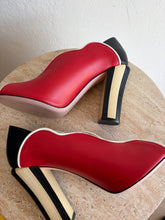 Load image into Gallery viewer, Fendi - Scalloped Edge Open Toe Heels - Red  - 38.5 - RRP$1600
