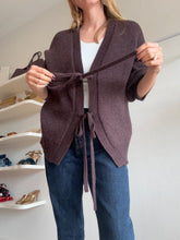 Load image into Gallery viewer, Deiji Studios - Wool blend Tie Front Cardigan - Chocolate - S/M
